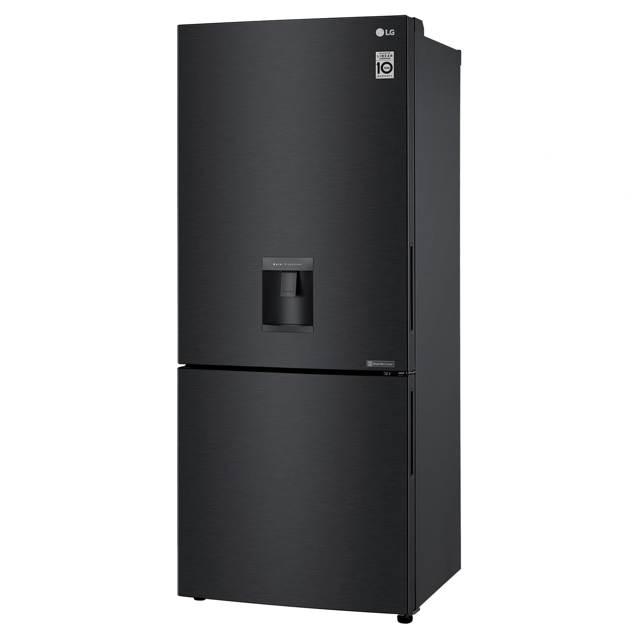 LG 420L Bottom Mount Fridge with Water Dispenser GBW455MBL, Left Side View