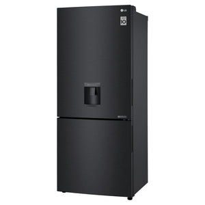 LG 420L Bottom Mount Fridge with Water Dispenser GBW455MBL, Left Side View