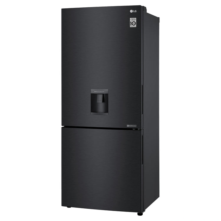 LG 420L Bottom Mount Fridge with Water Dispenser GBW455MBL, Left Side View