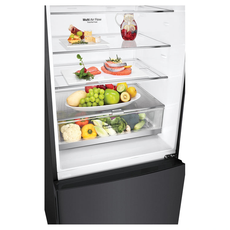 LG 420L Bottom Mount Fridge with Water Dispenser GBW455MBL, Multi Air Flow View With Storages