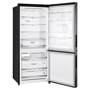 LG 420L Bottom Mount Fridge with Water Dispenser GBW455MBL, Right Side Door Open View