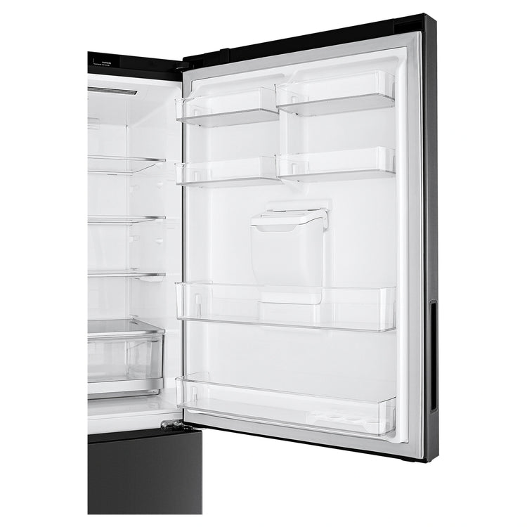 LG 420L Bottom Mount Fridge with Water Dispenser GBW455MBL, Side Door Open View