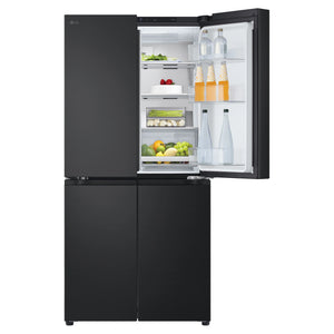 LG 530L French Door Refrigerator – GFB505MBL, Front Upper Left Side Door Open View With Storages