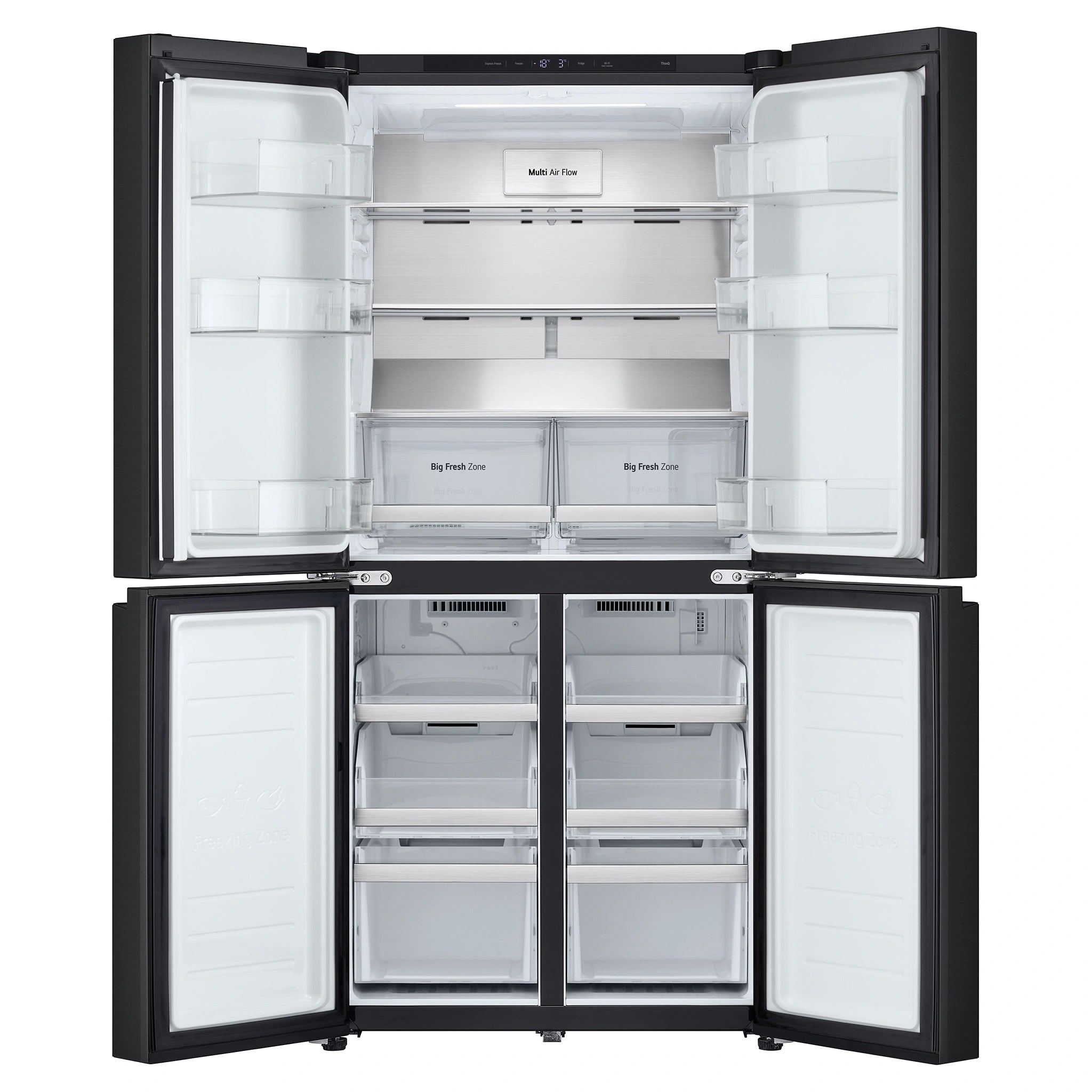 LG 530L French Door Refrigerator – GFB505MBL, Front View With Double Door Open View