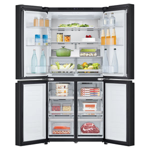 LG 530L French Door Refrigerator – GFB505MBL, Front View With Double Door Open View With Storages