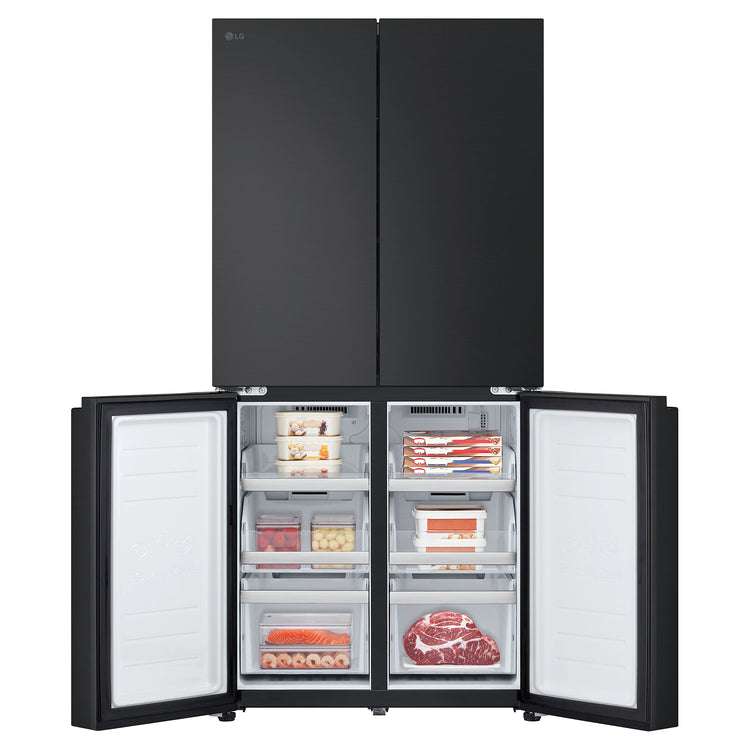 LG 530L French Door Refrigerator – GFB505MBL, Front View With Lower Side Double Door Open View