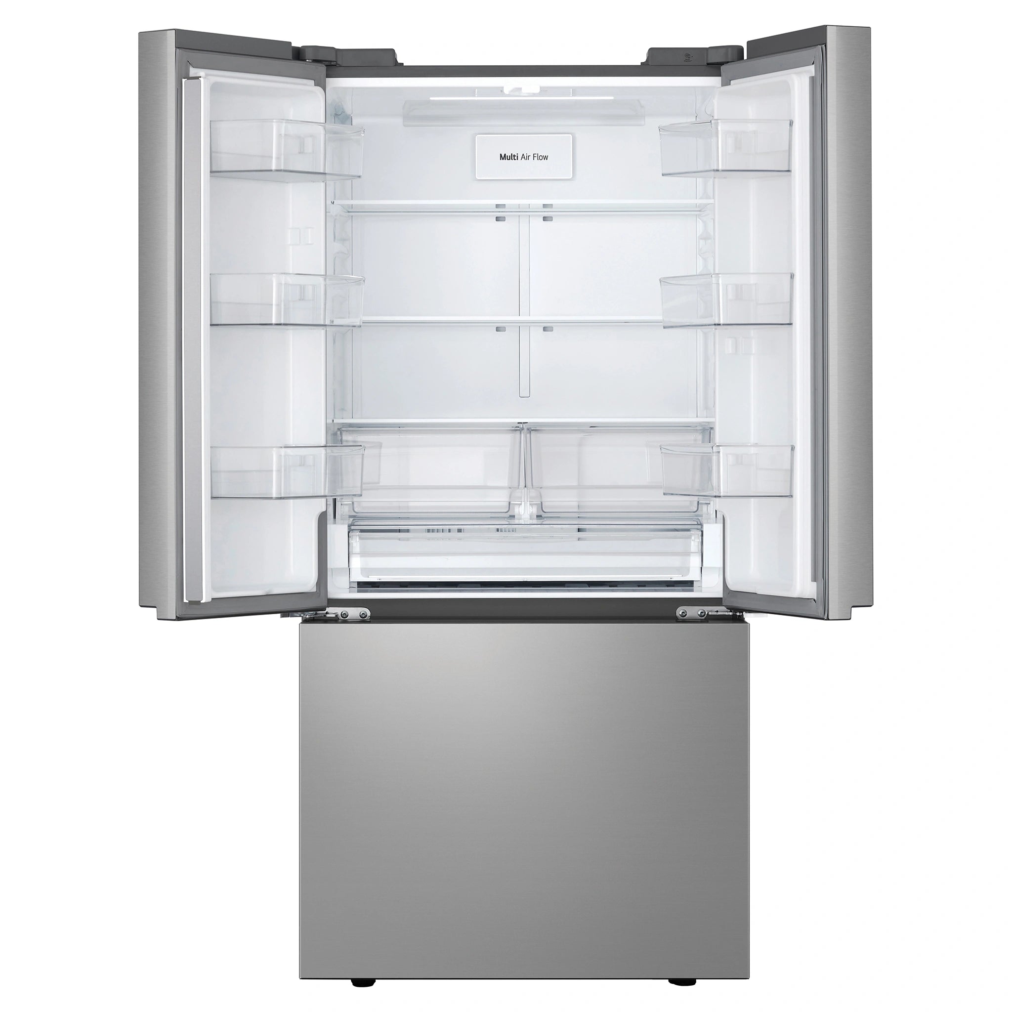 LG 589L Stainless Steel French Door Fridge GFB589PLE, Front View With Upper Double Door Open View