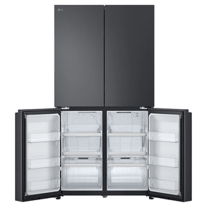 LG 665L French Door Fridge GFB705MBL, Front Bottom Double Door Open View