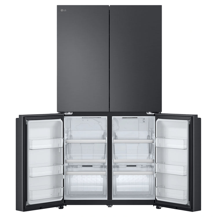 LG 665L French Door Fridge GFB705MBL, Front Bottom Double Door Open View