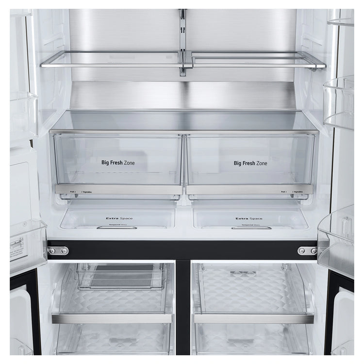 LG 687L Black Side By Side Refrigerator GFD700BSLC, Big Fresh Zone Close-Up View 