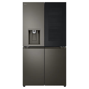 LG 687L Black Side By Side Refrigerator GFD700BSLC, Front Blurr Interior Shelves View