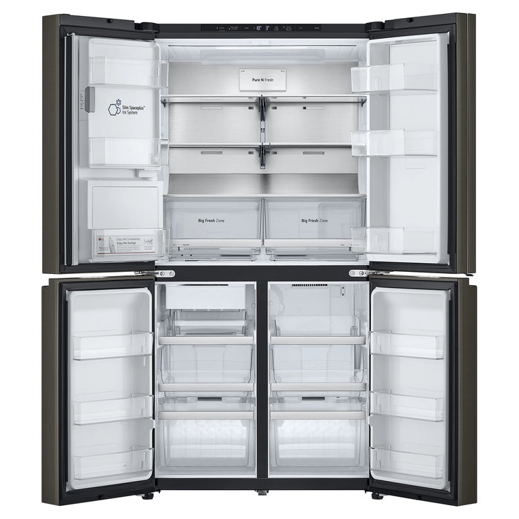 LG 687L Black Side By Side Refrigerator GFD700BSLC, Front View With Double Door Open View