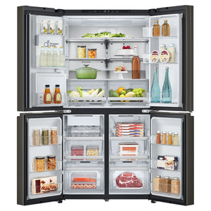 LG 687L Black Side By Side Refrigerator GFD700BSLC, Front View With Double Door Open View With Sorages