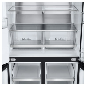 LG 500L Metallic Black Side By Side Refrigerator GFL500MBL, Big Fresh Zone View