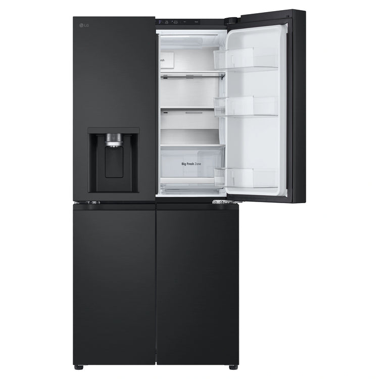 LG 500L Metallic Black Side By Side Refrigerator GFL500MBL, Front Upper Right Side Door Open View