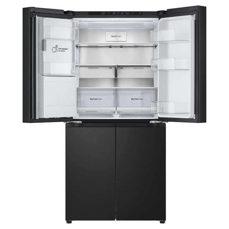 LG 500L Metallic Black Side By Side Refrigerator GFL500MBL, Front Upper Side Double Door Open View