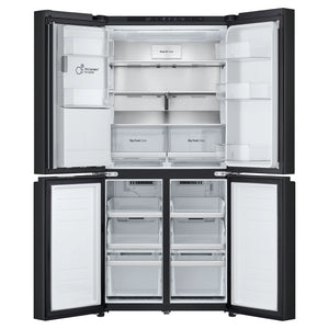 LG 500L Metallic Black Side By Side Refrigerator GFL500MBL, Front View With Double Door Open View