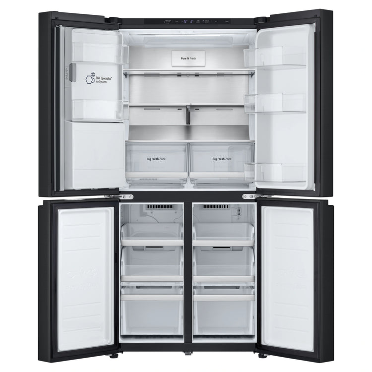 LG 500L Metallic Black Side By Side Refrigerator GFL500MBL, Front View With Double Door Open View