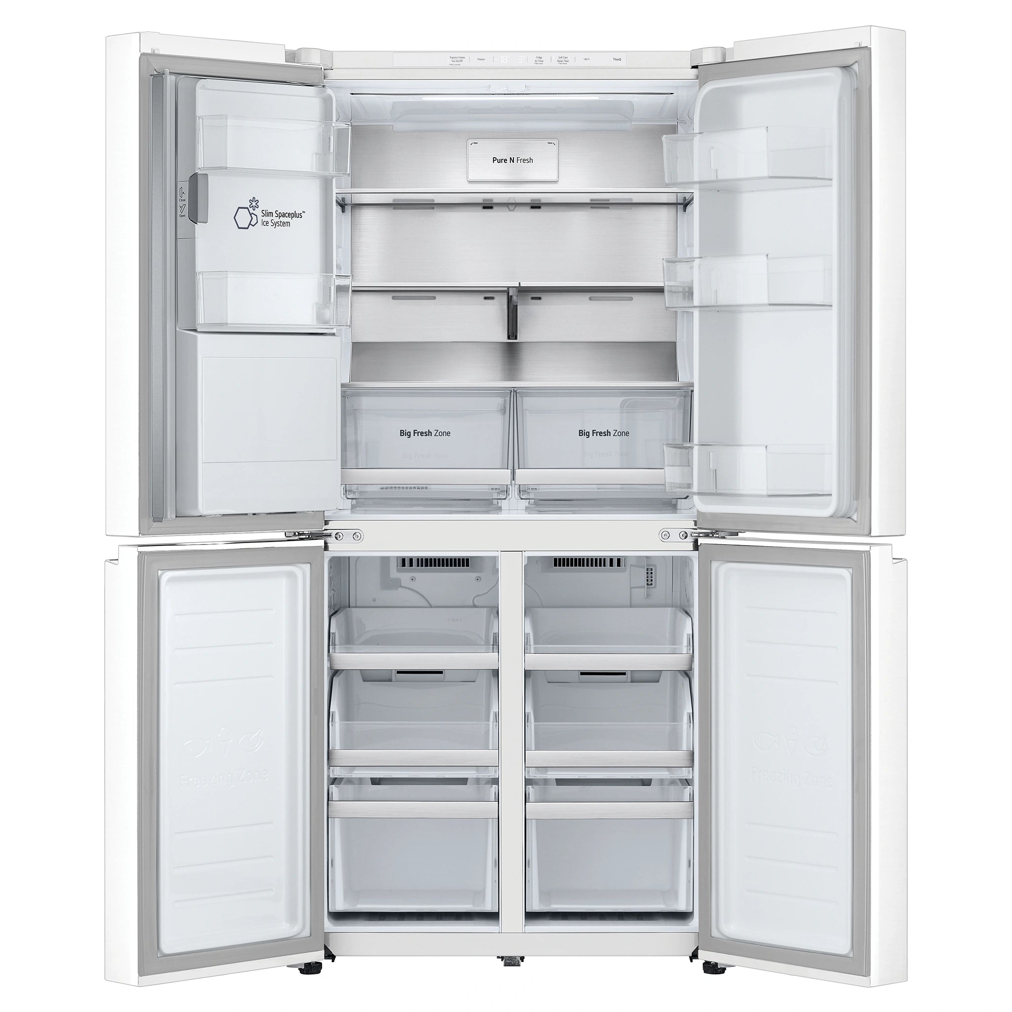 LG 500L White Side By Side Refrigerator GFL500MWH, Front View With Double Door Open View