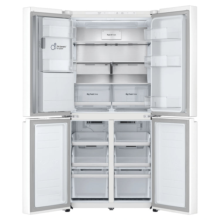LG 500L White Side By Side Refrigerator GFL500MWH, Front View With Double Door Open View