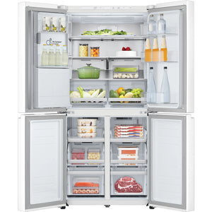 LG 500L White Side By Side Refrigerator GFL500MWH, Front View With Double Door Open View With Storges