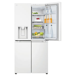 LG 500L White Side By Side Refrigerator GFL500MWH, Front View With Upper Right Side Door Open View With Storages