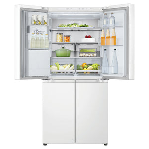 LG 500L White Side By Side Refrigerator GFL500MWH, Front View With Upper Side Double Door Open View With Storages