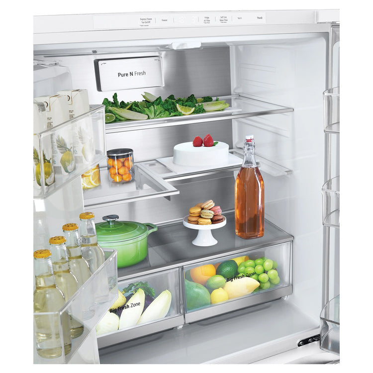 LG 500L White Side By Side Refrigerator GFL500MWH, Inside View With Storages 2