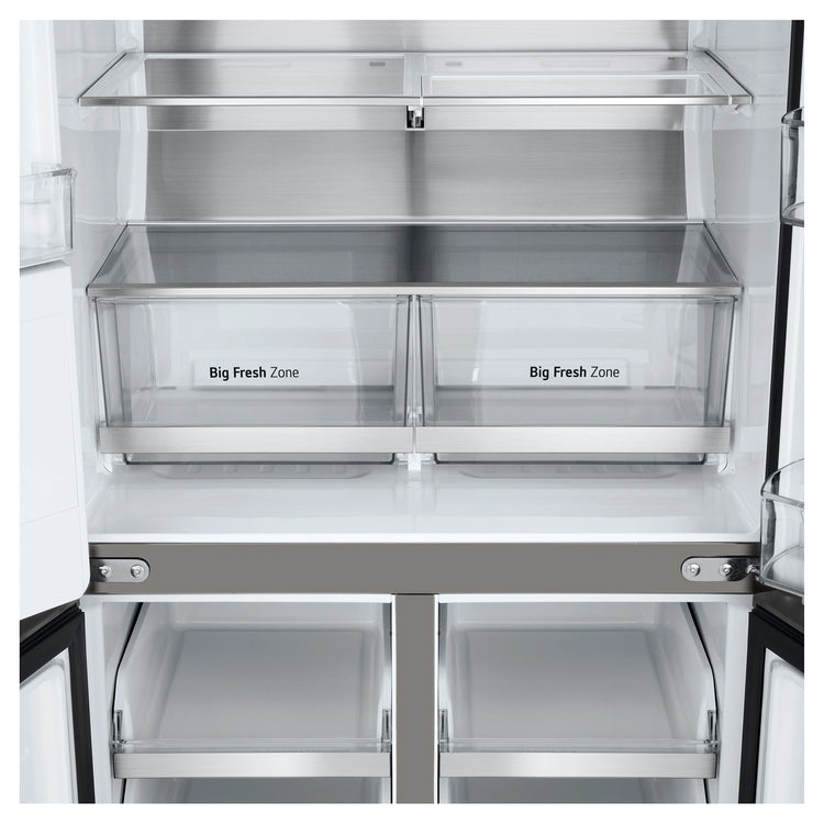 LG 506L Stainless Steel Side By Side Refrigerator GFL500PL, Big Fresh Zone Close-Up View
