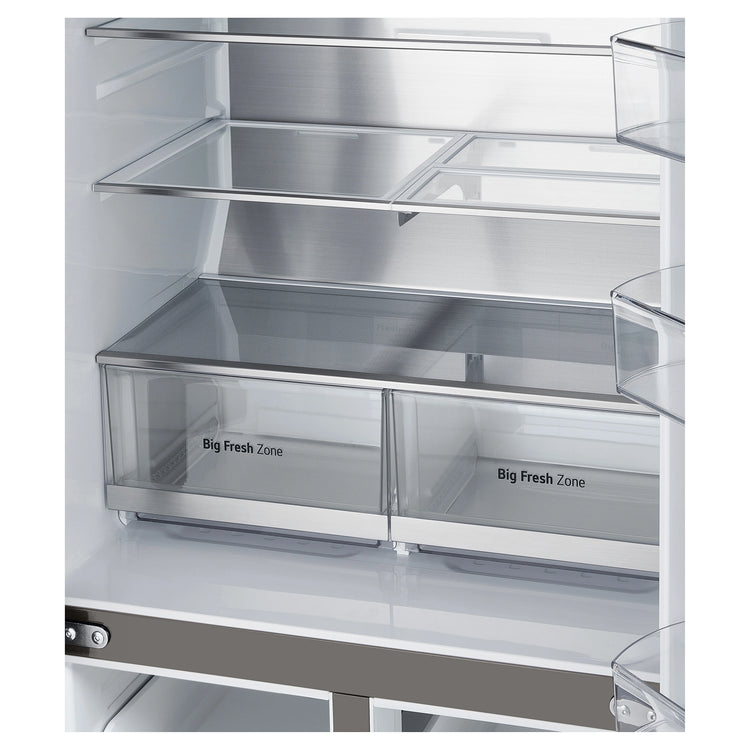 LG 506L Stainless Steel Side By Side Refrigerator GFL500PL, Big Fresh Zone View