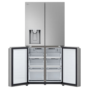 LG 506L Stainless Steel Side By Side Refrigerator GFL500PL, Front Bottom Side Double Door Open View