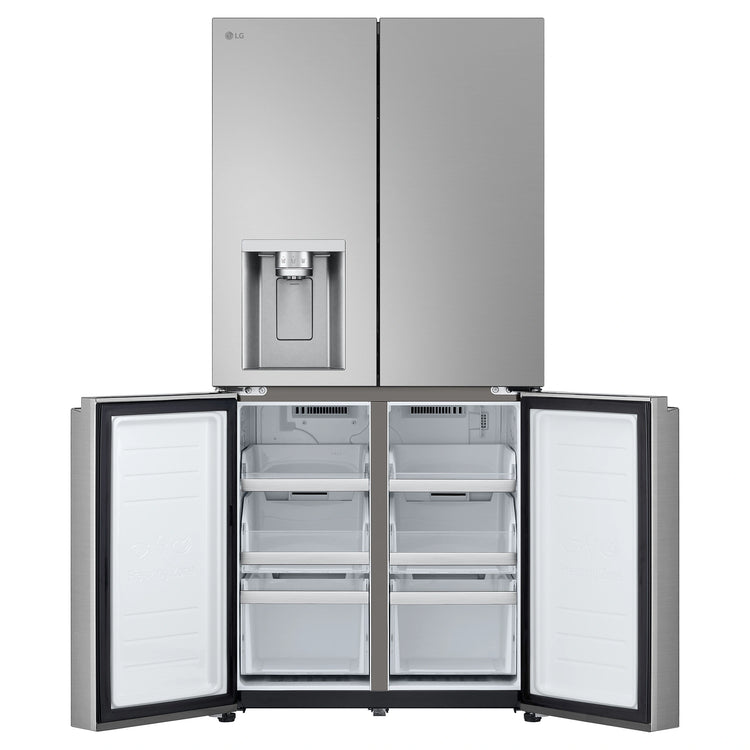 LG 506L Stainless Steel Side By Side Refrigerator GFL500PL, Front Bottom Side Double Door Open View