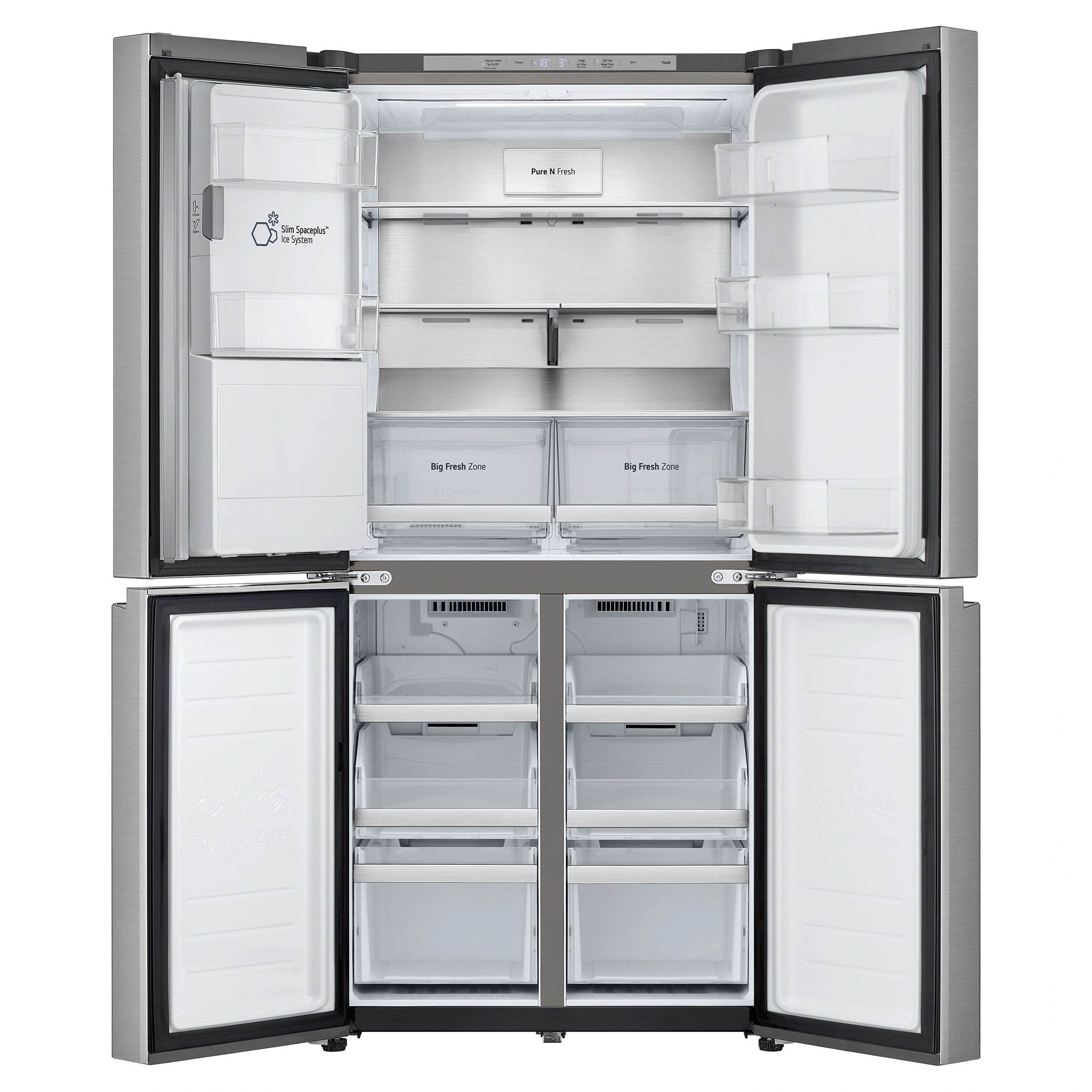 LG 506L Stainless Steel Side By Side Refrigerator GFL500PL, Front Double Door Open View
