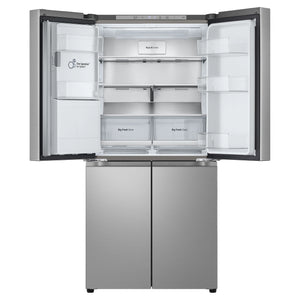 LG 506L Stainless Steel Side By Side Refrigerator GFL500PL, Front Top Side With Double Door Open View