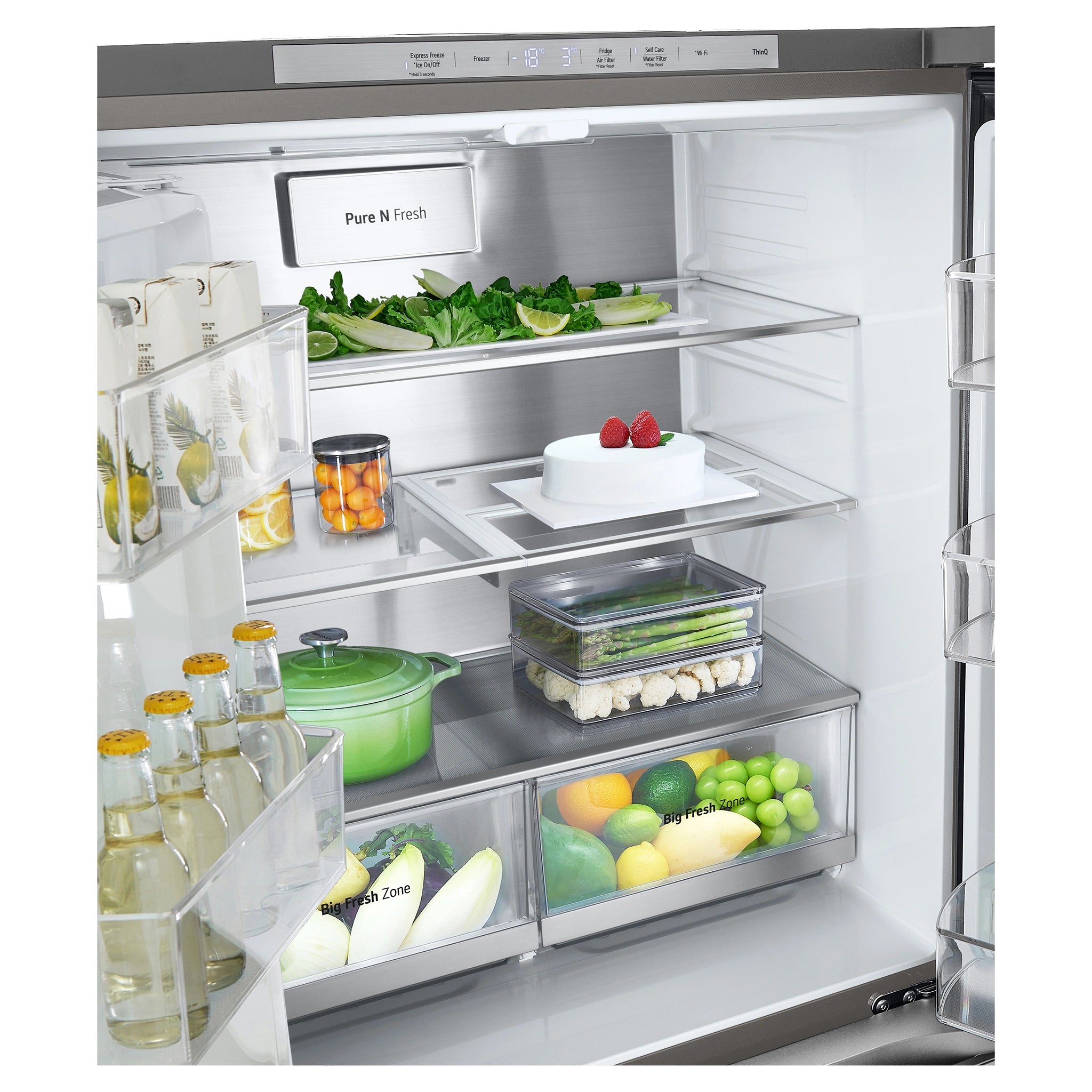 LG 506L Stainless Steel Side By Side Refrigerator GFL500PL, Pure Fresh View
