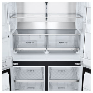 LG 637L Matte Black Side By Side Refrigerator GFL700MBL, Big Fresh Zone Close-Up View