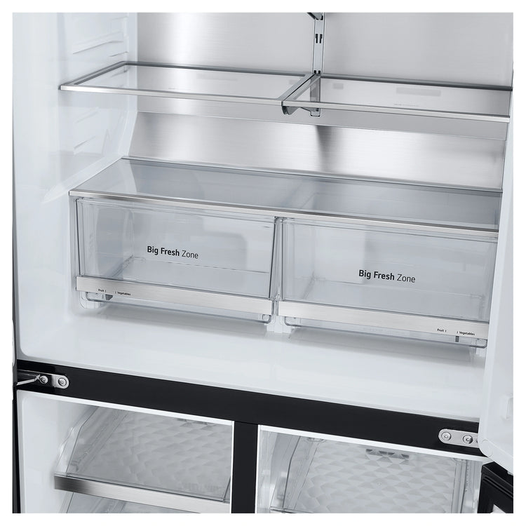 LG 637L Matte Black Side By Side Refrigerator GFL700MBL, Big Fresh Zone View