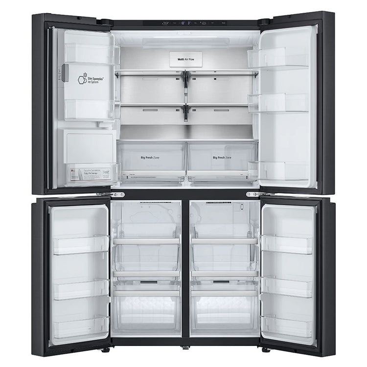 LG 637L Matte Black Side By Side Refrigerator GFL700MBL, Front Double Door Open View