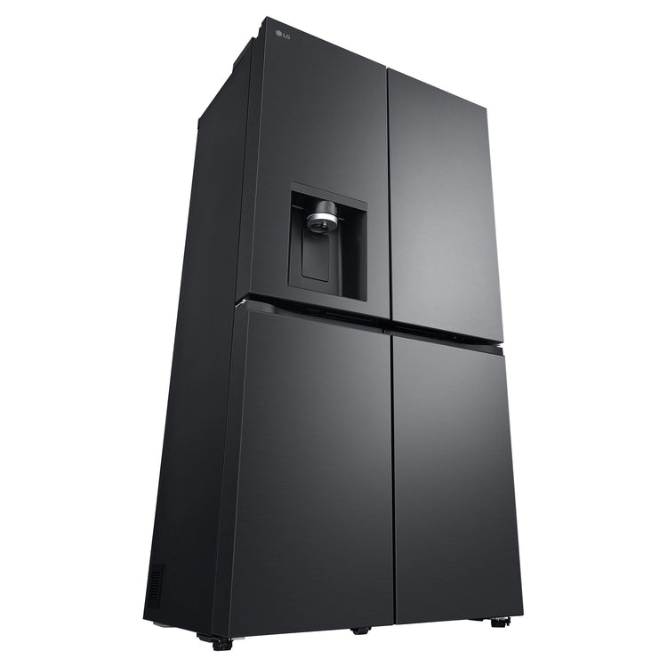 LG 637L Matte Black Side By Side Refrigerator GFL700MBL, Front Right Side View