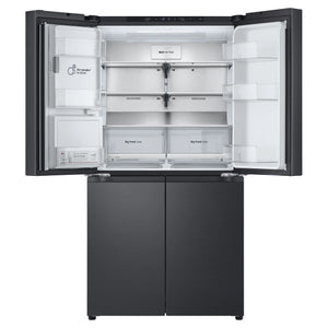 LG 637L Matte Black Side By Side Refrigerator GFL700MBL, Front Top Side With Double Door Open View