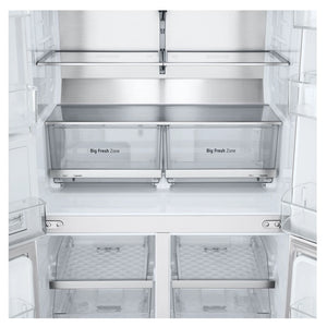 LG 637L Matte White Side By Side Refrigerator GFL700MWH, Big Fresh Zone Close-Up View
