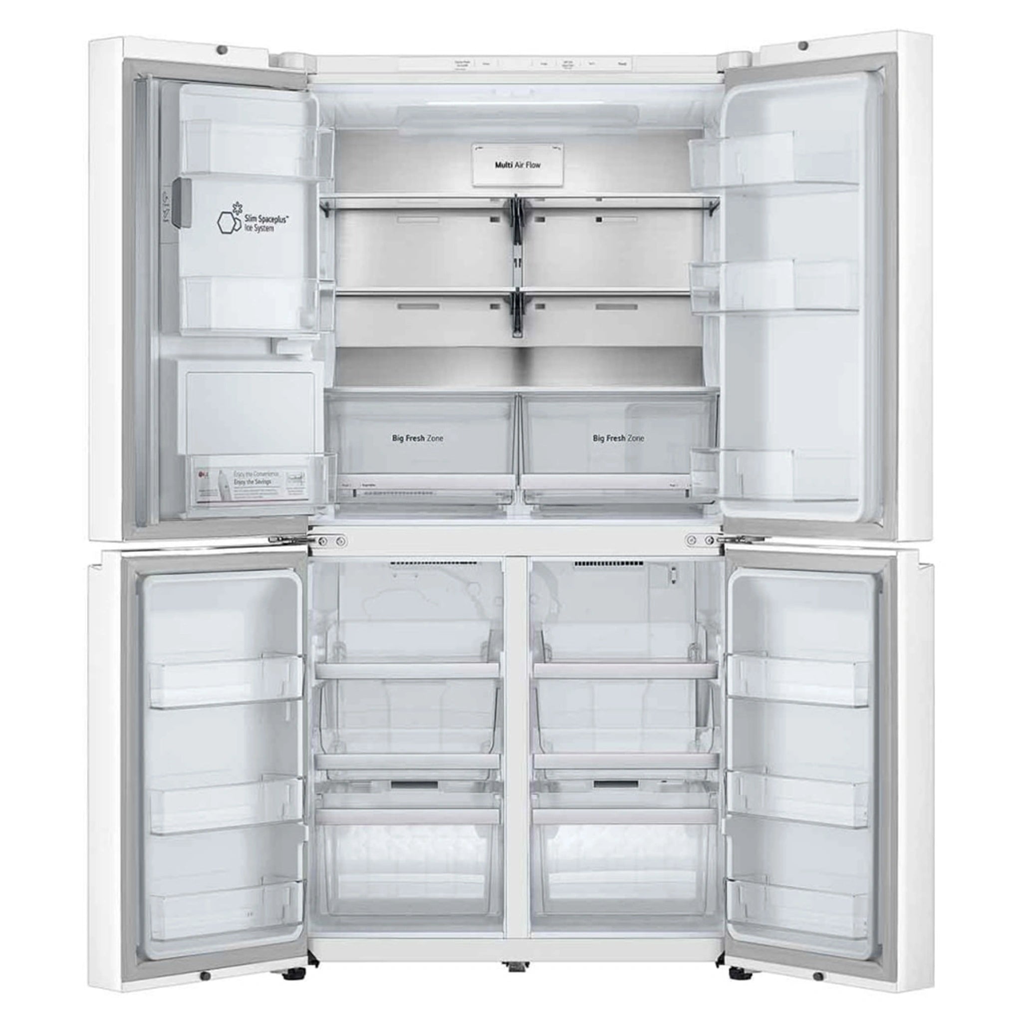 LG 637L Matte White Side By Side Refrigerator GFL700MWH, Front Double Door Open View