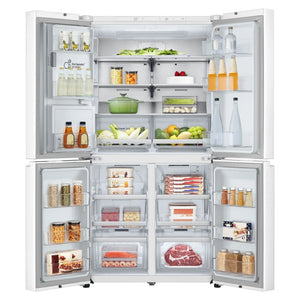 LG 637L Matte White Side By Side Refrigerator GFL700MWH, Front Double Door Open View With Storages