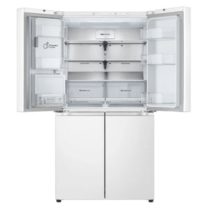 LG 637L Matte White Side By Side Refrigerator GFL700MWH, Front Upper Side With Double Door Open View