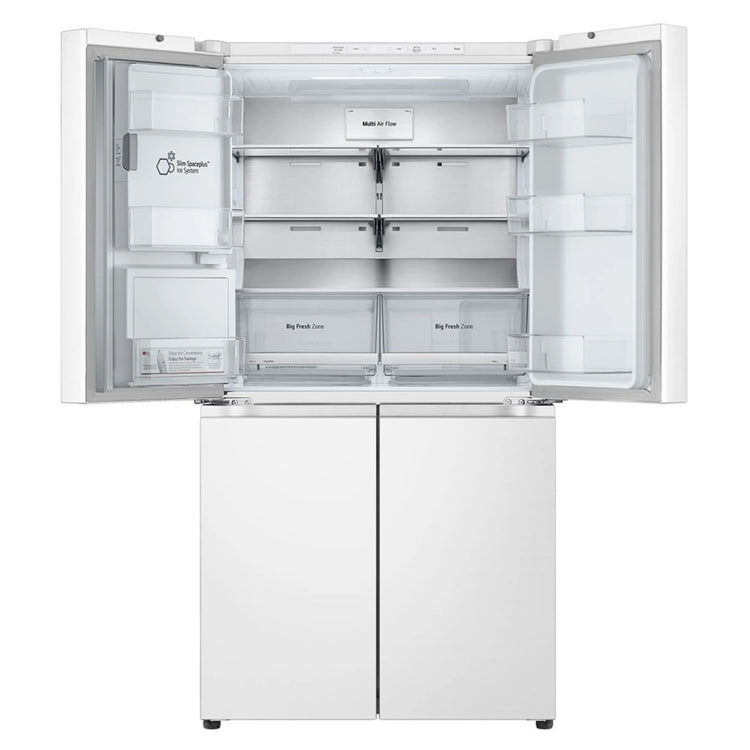 LG 637L Matte White Side By Side Refrigerator GFL700MWH, Front Upper Side With Double Door Open View