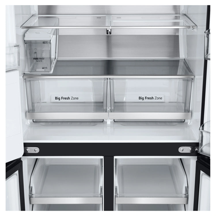 LG 506L Quad Door Fridge Matte Black GFLN500MBL, Drawers Close-Up View 