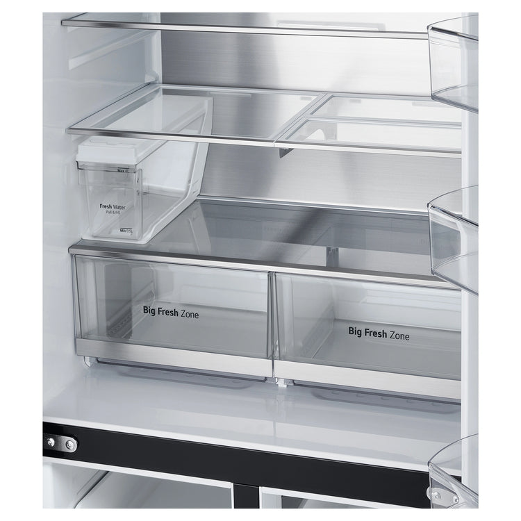 LG 506L Quad Door Fridge Matte Black GFLN500MBL, Drawers Close-Up View 2