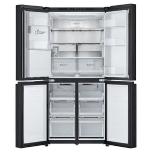 LG 506L Quad Door Fridge Matte Black GFLN500MBL, Front Double Door Open View