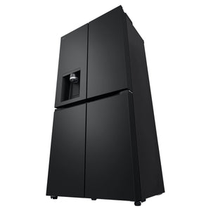LG 506L Quad Door Fridge Matte Black GFLN500MBL, Front Left Side View