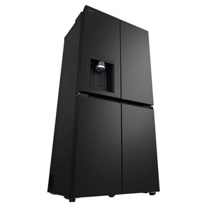 LG 506L Quad Door Fridge Matte Black GFLN500MBL, Front Right Side View